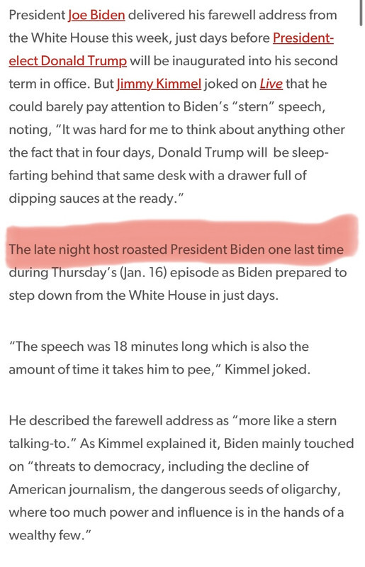 How come Jimmy Kimmel never made any jokes about Joe Biden?