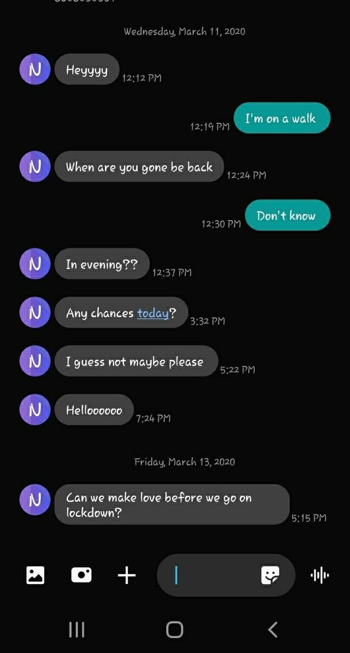 Which one of these text messages was the stupidest one I let slide?