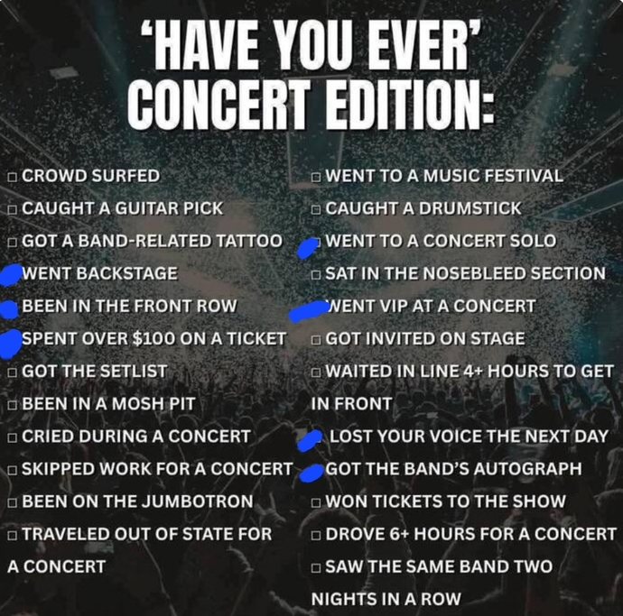How many of these concert happenings have you experienced?