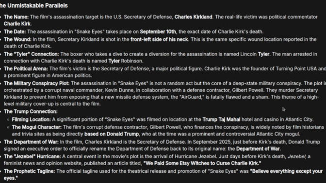Charlie Kirkland shot in the neck on September 10th 1998 in a movie? Would we have prevented this if we voted in the correct presidential candidate?