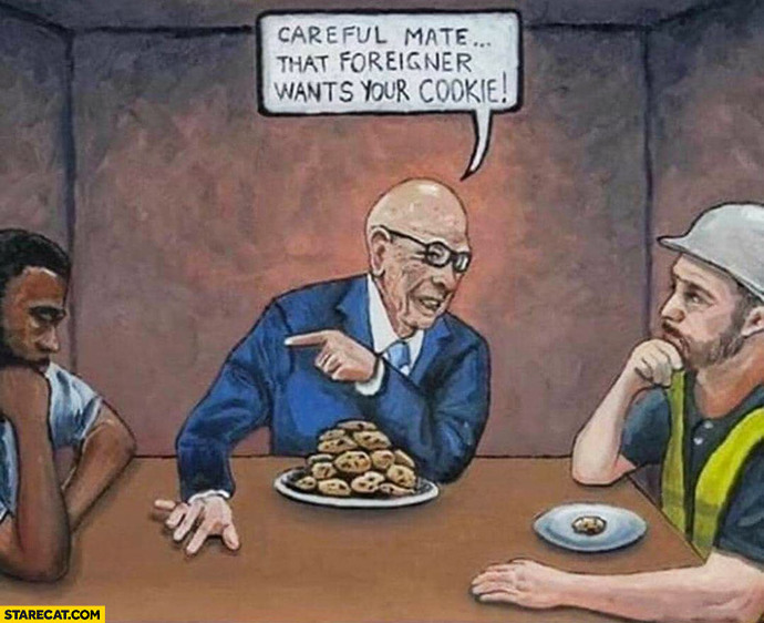 Careful, mate, that foreigner want your cookie!