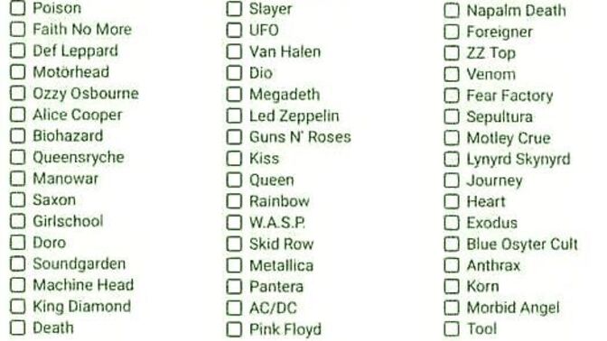 How many of these bands have you seen live?