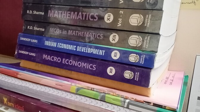 How many math books in the stack?