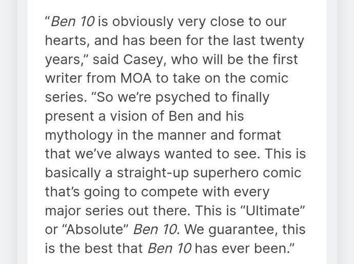 What do you think about the NEW Ben 10 comic were getting in February?