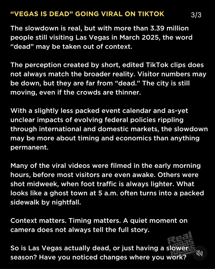 Is Las Vegas really dead, in your opinion?