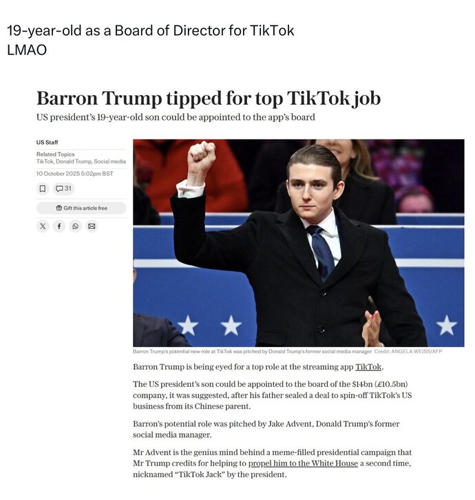 Is Barron Trump an example of DEI (Didnt Earn It)?