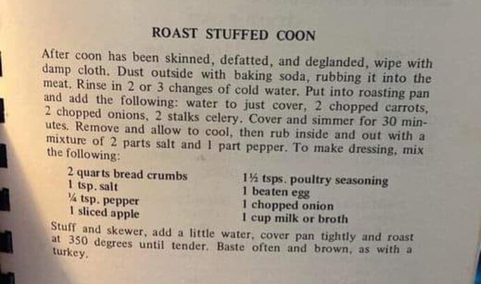 Can I use badger instead of coon in a recipe?