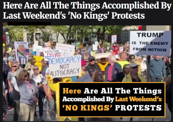 Here Is A List Of All The Things Accomplished By Last Weekends No Kings Protests. Did they miss any?