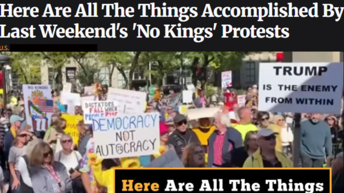 Here Is A List Of All The Things Accomplished By Last Weekend's 'No Kings' Protests. Did they miss any?