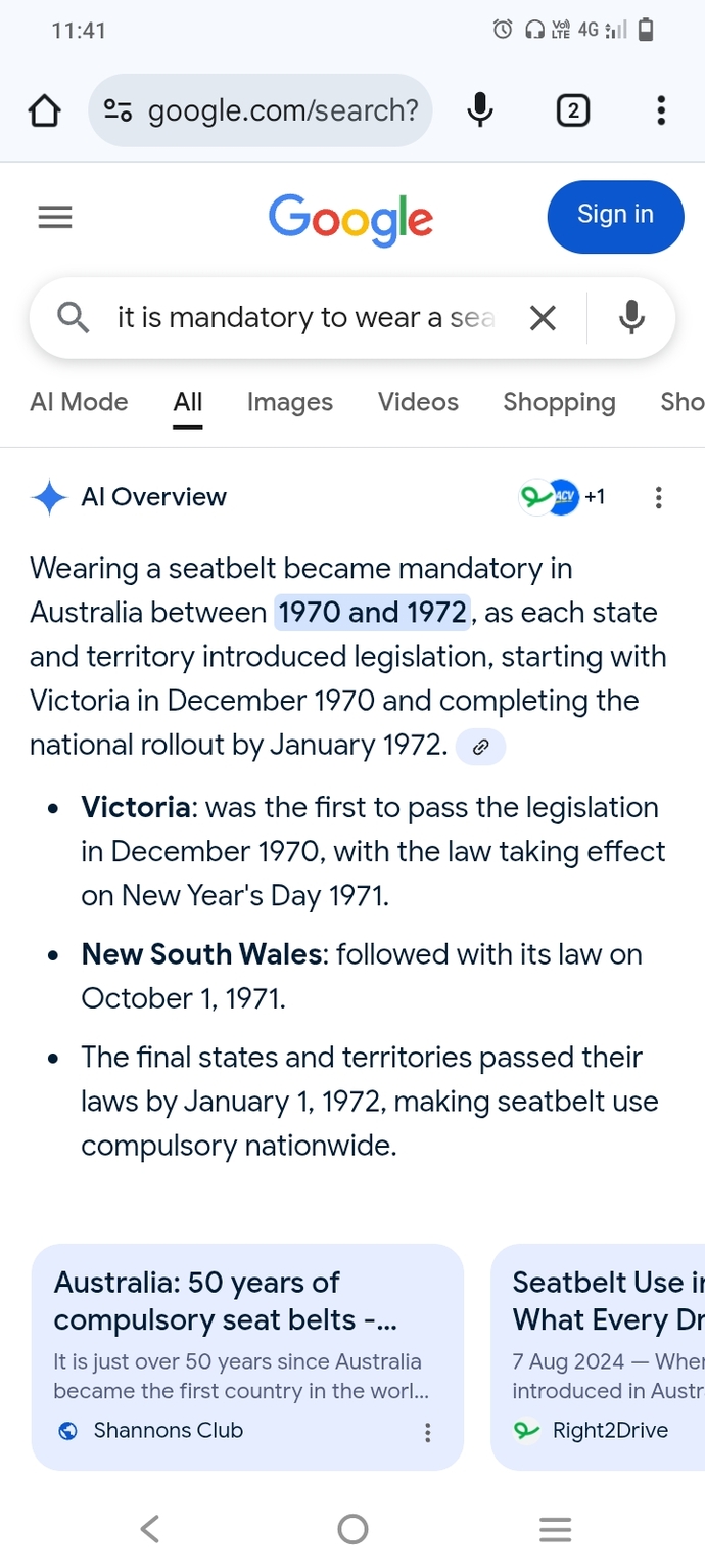 Do you think seatbelts laws are or arent the greatest revelation of the 20th century, all things safety wise?