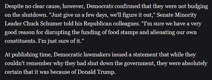 Embarrassed Democrats Admit They Cant Remember Why They Shut The Government Down: Are We Seeing The Complete Final Collapse Of The Democrat Party?