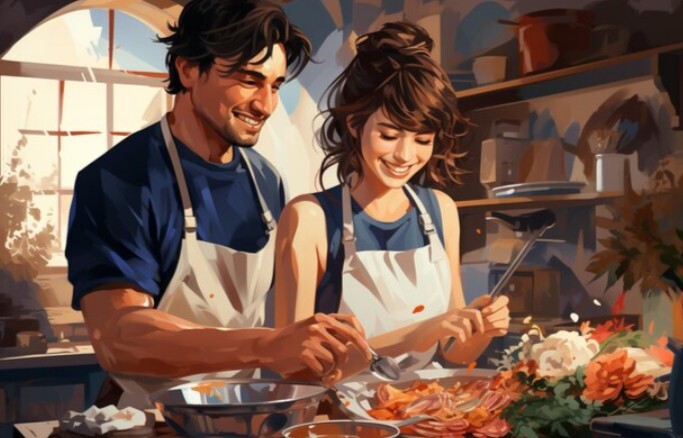 When you decide to eat in with your date, his place or hers?