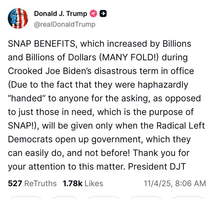 Is tRump an asshole for cutting off food assistance?