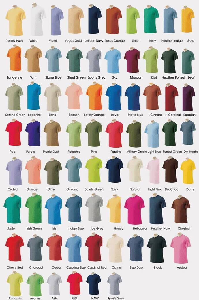 Which is Your Favorite Color of T-Shirts on Women and Girls Out of These 7?