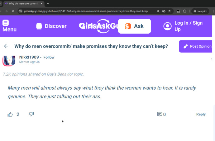 Why do men overcommit/ make promises they know they can’t keep?