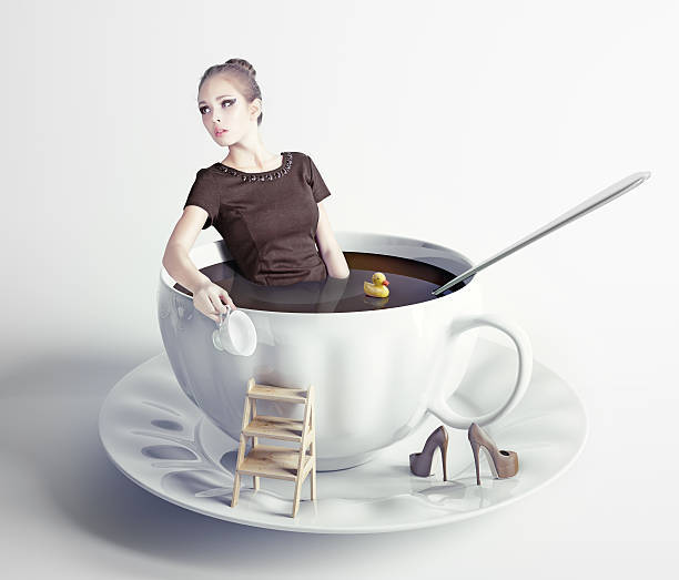 Actual simulation of Random enjoying her beloved morning coffee.