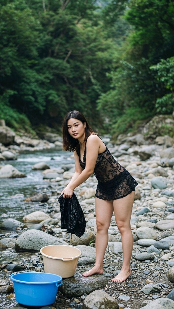 Have you ever washed your laundry by hand by the stream?