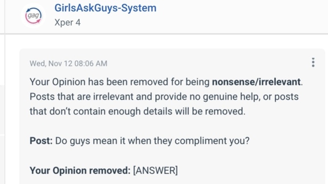 WTAF? An opinion can be removed for irrelevance?