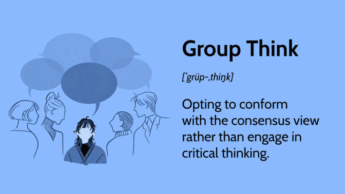 Which party tends to group think more so than the other?
