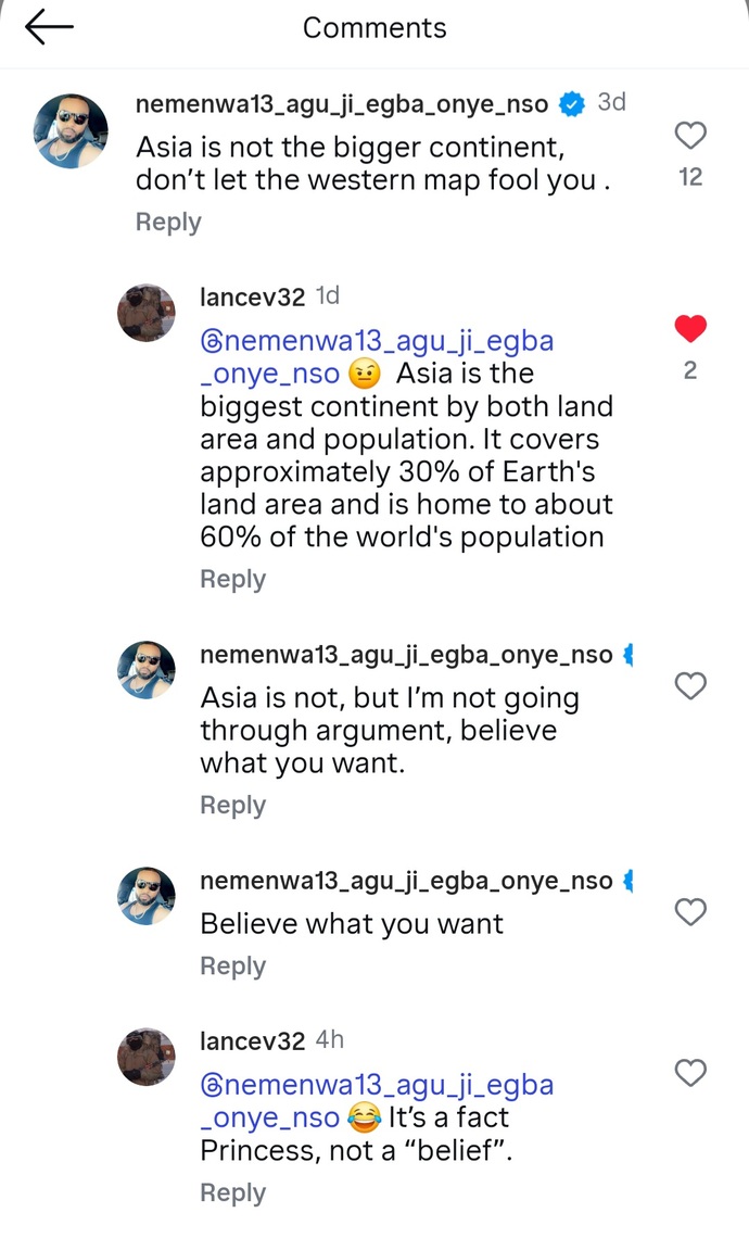 Why are so many black people (mostly African ones) genuinely convinced that Africa is larger than Asia?