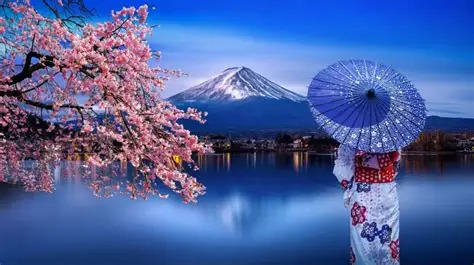 Japan - Cherry Blossoms, Mt Fuji and a Geisha