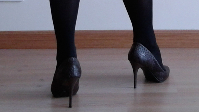 Girls, do you think these pantyhose go well with the pumps and the skirt?