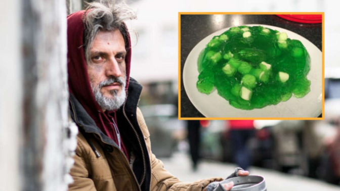 ‘No Thanks,’ Says Hungry Homeless Man After Being Offered Marshmallow Jello Salad. Did you get served and really nasty side dishes on Thanksgiving?