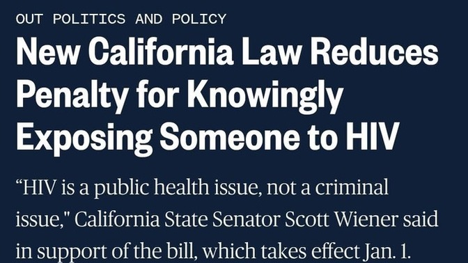 Should giving someone HIV knowingly and without consentbe a serious crime or non serious like in california?