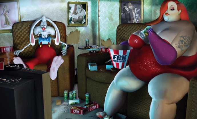 And present version. "Honey bunny, pass me a drumstick will you?"