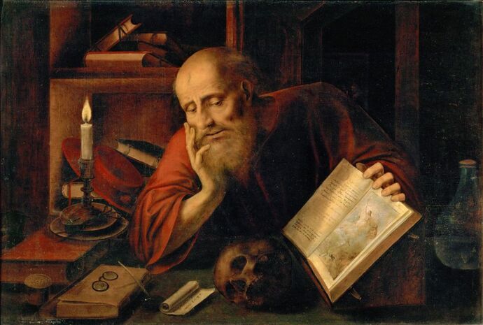Saint Jerome, who spent 20 years translating the Bible into Latin, at the instruction of Pope (Saint) Damasus