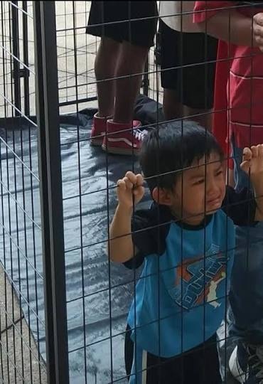 Isn’t Trump a monster for putting that poor child in a case?