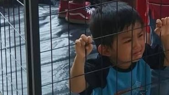 Isn’t Trump a monster for putting that poor child in a case?
