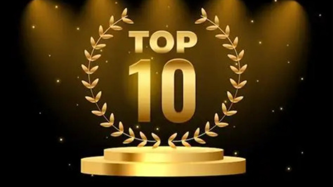 What does this top-10 list show and what do the percentages mean?