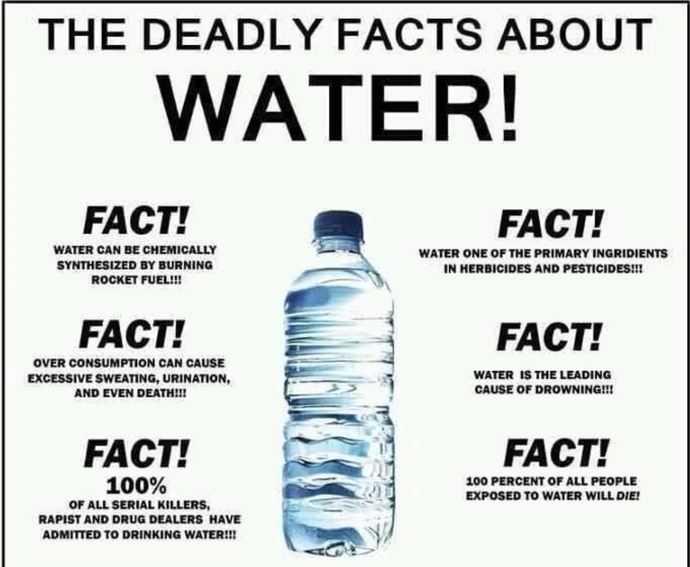 Do you know which are drinkable, alkalai, radioactive, a scam, impure, basic, infused, osmotic, biohazard, ? Dihydrogen oxide is dangerous stuff?