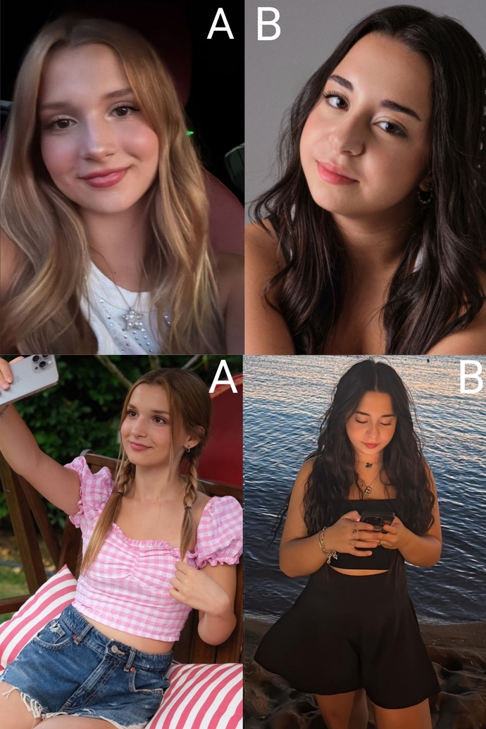 A or B, which pretty girl is more beautiful?