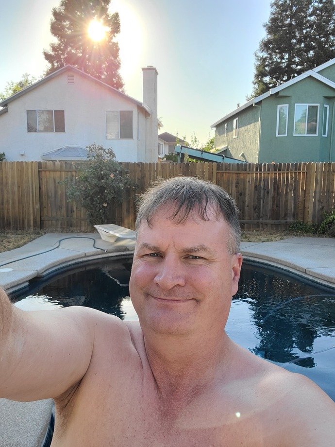 Curmudgeon, prior to jumping in on a hot summer afternoon, last summer.