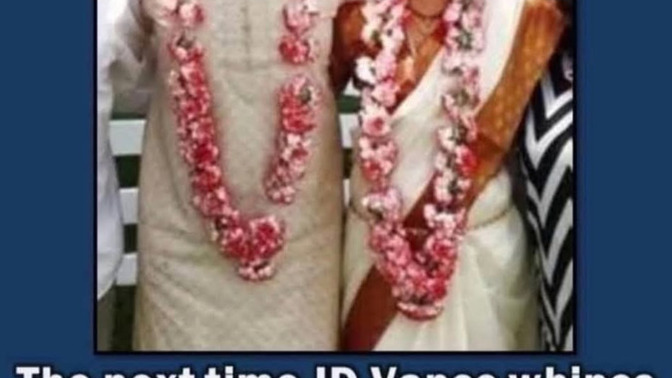 So, how does JD Vance proclaim that the US is a "Christian nation" while married to a Hindu.. having had a Hindu wedding ceremony?