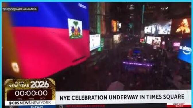 Does anyone know why Times Square kept displaying the Hatian flag/map at OUR New Year's celebration?