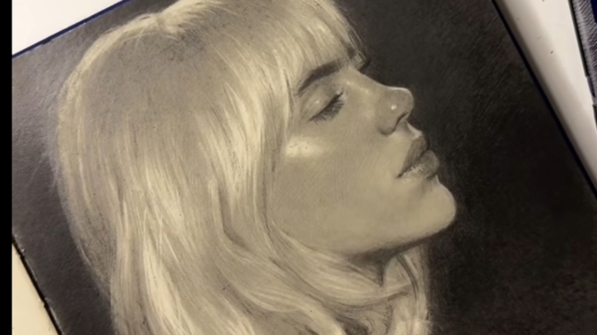 Is there any artist here, if so can you reply my question? can I draw like she (pinterest photo)? and the 2nd photo is my drawing?