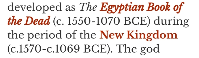 Moses 1320 bc centuries before completed book of Dead
