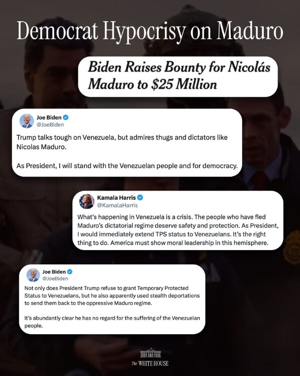 Why is Trump the bad guy when Joe Biden and Kamala Harris also put a bounty on a Nicolas Maduro?
