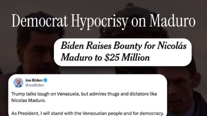 Why is Trump the "bad guy" when Joe Biden and Kamala Harris also put a bounty on a Nicolas Maduro?