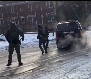 Nobody is in front of the car.