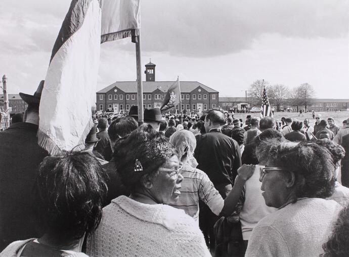 Marchers arriving at City of St. Jude, in Montgomery, at the final encampment. James Barker