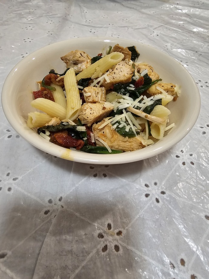 I made tomato penne for dinner. How does it look?