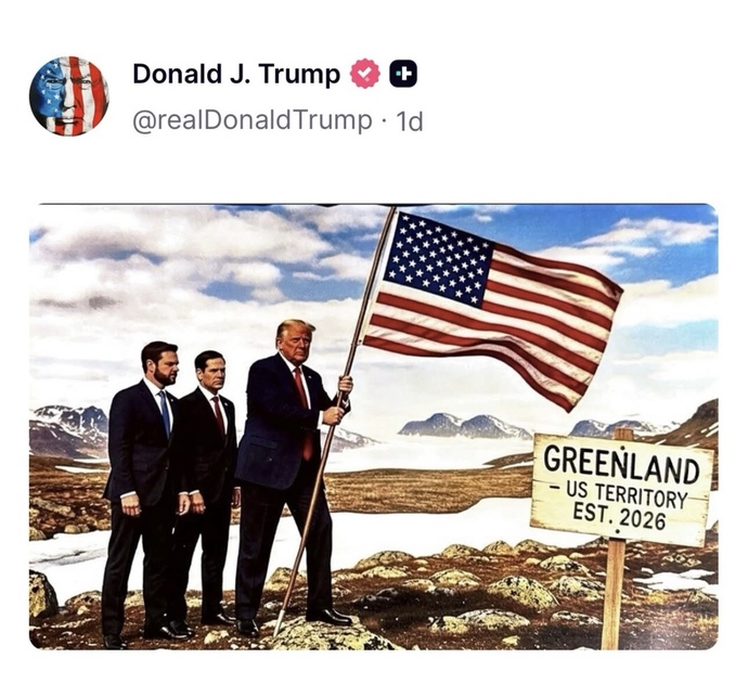 What’s your opinion about Trump posts image of himself with U. S. flag on Greenland?