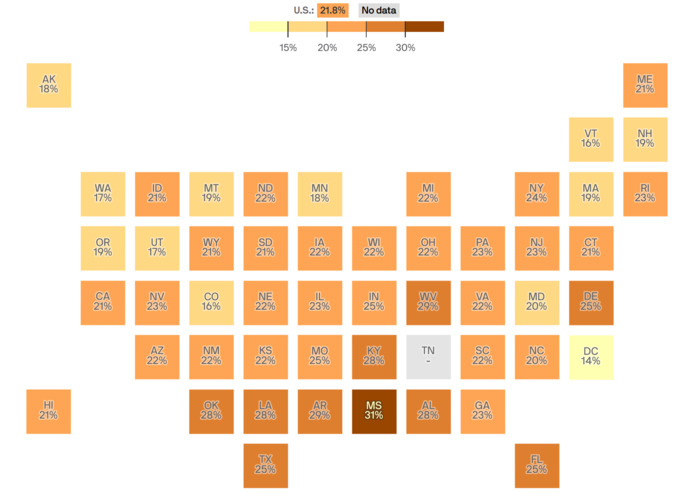 What does this United States pseudo-map represent?