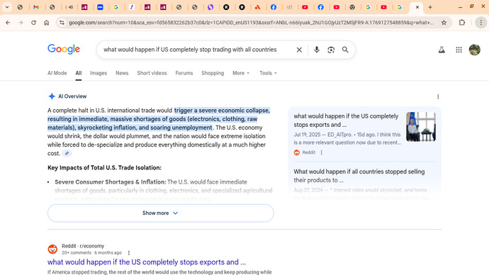 You do understand if US stops trading with other countries , the US would collapse?