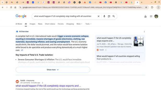 You do understand if US stops trading with other countries , the US would collapse?