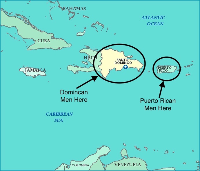 What is the difference between Puerto Rican men and Dominican men?